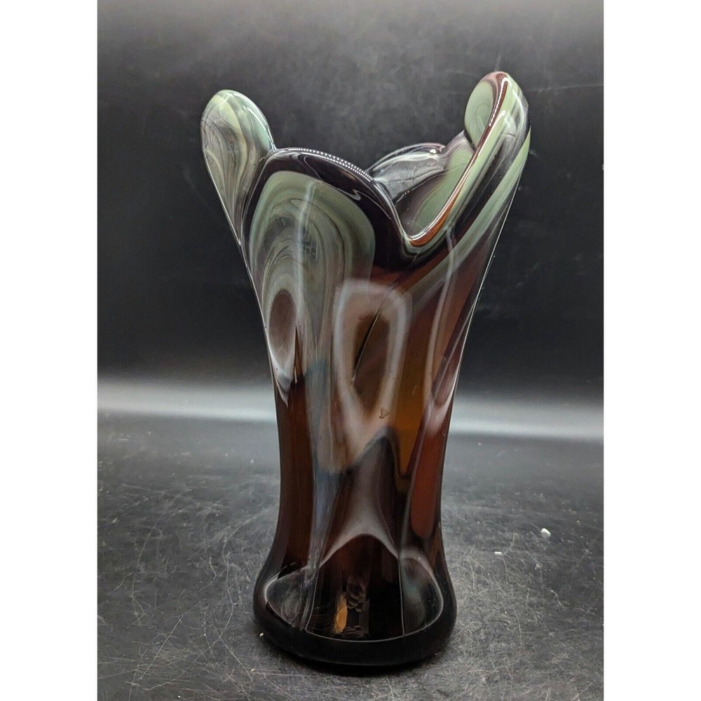 Phoenician Hebron Blowing Glass Handmade Blown Art Vase planter Decor Swirl 10"